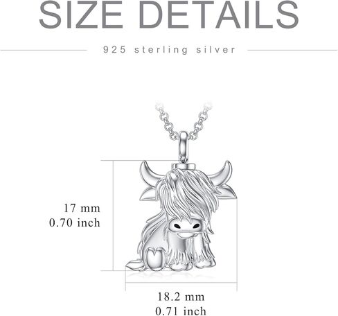 MEIDERBO قلادة الجرة للرماد 925 الفضة الاسترليني الطائر الطنان / الفراشة / بقرة المرتفعات / الموسيقى / الفيل / اليعسوب / أجنحة الملاك مجوهرات حرق المجوهرات التذكارية قلادة تذكار للنساء والرجال مع أداة التعبئة in Kuwait