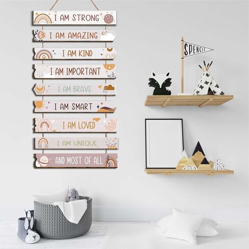 Vagafilla 9 قطع قوس قزح فتاة ديكور الفتيات غرفة ديكور لوحة علامة ملهمة قوس قزح فتاة اقتباسات إيجابية جدار الفن ديكور معلقة علامة لفتاة غرفة نوم الأميرة غرفة طفل صغير-12 in Kuwait