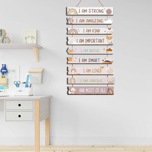 Vagafilla 9 قطع قوس قزح فتاة ديكور الفتيات غرفة ديكور لوحة علامة ملهمة قوس قزح فتاة اقتباسات إيجابية جدار الفن ديكور معلقة علامة لفتاة غرفة نوم الأميرة غرفة طفل صغير-12 in Kuwait