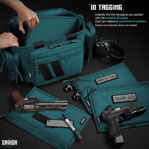 Savior Equipment 600D Tactical Pistol Sleeve Handgun Firearm Bag Soft Case with Reflective Patch For Specialist Series Range Bag, Lockable Zippers, 3-Pack in Kuwait