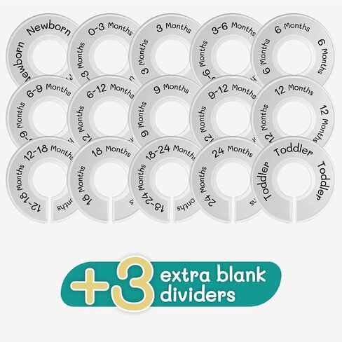Baby Closet Dividers by Le Petit Papillon - Set of 18 Hanger Dividers from Newborn to Toddler (Single Month and Ranged Age Months) - Unisex Girl and Boy - Gender Neutral Nursery Decor in Saudi Arabia