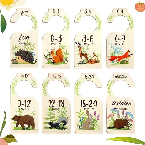 فواصل خزانة الاطفال، منظم ملابس الاطفال، فواصل ملابس الاطفال للخزانة، 8 قطع مزدوجة الجوانب بنمط حيوانات خشبية، منظم ملابس الاطفال الرضع بحجم جميل للبنات والاولاد in Kuwait