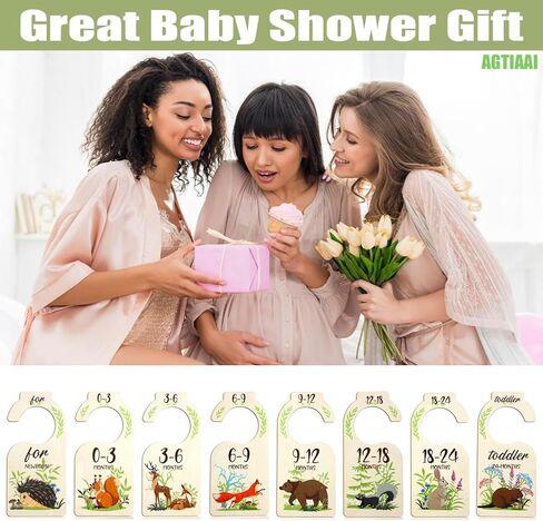 فواصل خزانة الاطفال، منظم ملابس الاطفال، فواصل ملابس الاطفال للخزانة، 8 قطع مزدوجة الجوانب بنمط حيوانات خشبية، منظم ملابس الاطفال الرضع بحجم جميل للبنات والاولاد in Kuwait