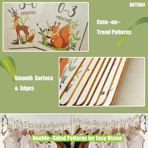 فواصل خزانة الاطفال، منظم ملابس الاطفال، فواصل ملابس الاطفال للخزانة، 8 قطع مزدوجة الجوانب بنمط حيوانات خشبية، منظم ملابس الاطفال الرضع بحجم جميل للبنات والاولاد in Kuwait