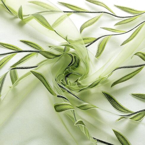 BROSHAN 2 Panels Sheer Curtains Yellow, Light Yellow Curtains Sheer Printed Voile Tulle Window Curtains Fall Leaves Bedroom Curtains Sheers Rod Pocket Transparent Window Curtains in Kuwait