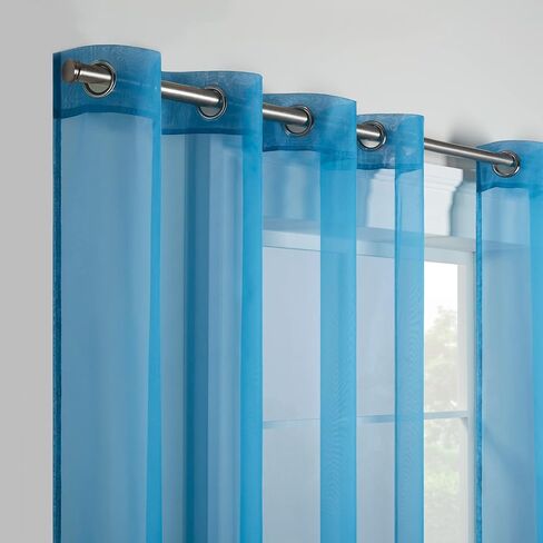ستائر النوافذ Eclipse Kiara Modern Sheer Voile Light Filtering Grommet Window لغرفة النوم (لوحتان)، 54 بوصة × 84 بوصة، أبيض in Saudi Arabia