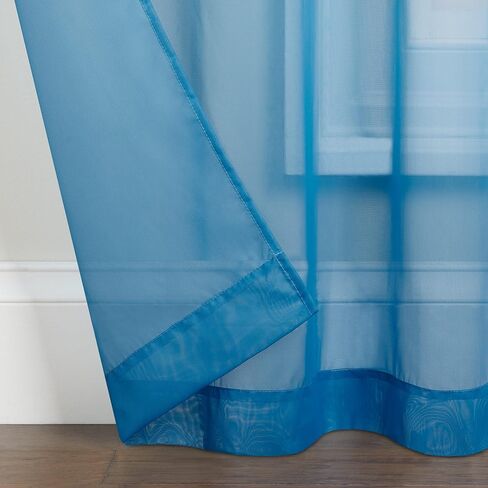 ستائر النوافذ Eclipse Kiara Modern Sheer Voile Light Filtering Grommet Window لغرفة النوم (لوحتان)، 54 بوصة × 84 بوصة، أبيض in Saudi Arabia