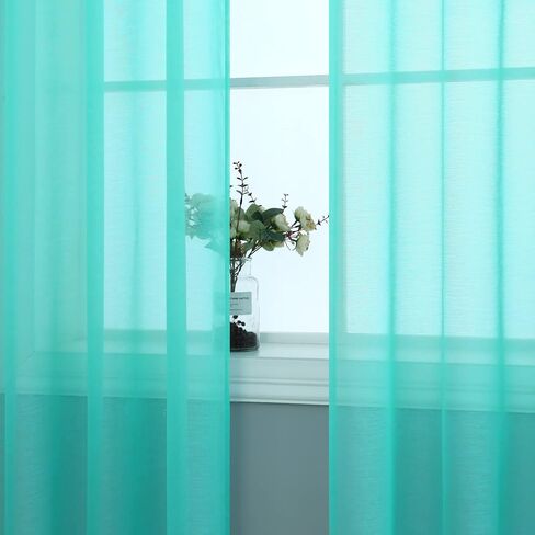 Black Sheer Curtains 45 Inches Long for Kitchen Bedroom Basement Window 2 Panels Grommet Faux Linen Semi Translucent Short Curtains for Small Windows Bathroom 45 Inch Length Halloween Gothic Decor in Kuwait