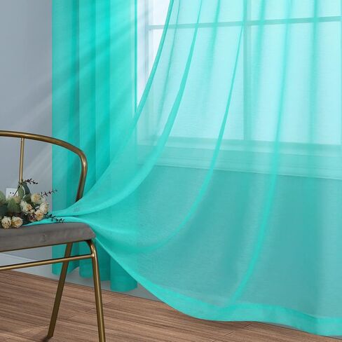 Black Sheer Curtains 45 Inches Long for Kitchen Bedroom Basement Window 2 Panels Grommet Faux Linen Semi Translucent Short Curtains for Small Windows Bathroom 45 Inch Length Halloween Gothic Decor in Kuwait