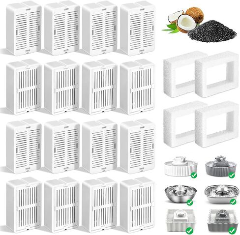 8 Pack Replacement Filters for 360° CupCake Ceramic Pet Fountain, GISOFIK Cat Water Fountain Filters, Triple Filtration Pet Fountain Filter, Ceramic Cat Fountain Filters with 2 Foam Filters in Kuwait