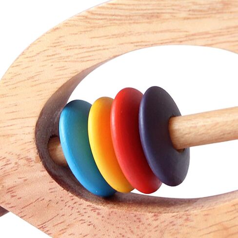 Shumee Wooden Baby Rattle Clutching Toy - Bear Shaped Teether for Babies - (6 Months+) |100% Child Safe| 11cm|Baby Shower/Birthday Gifts|New Born Gifts| Wooden Rattle| Wooden Montessori Toys in Saudi Arabia