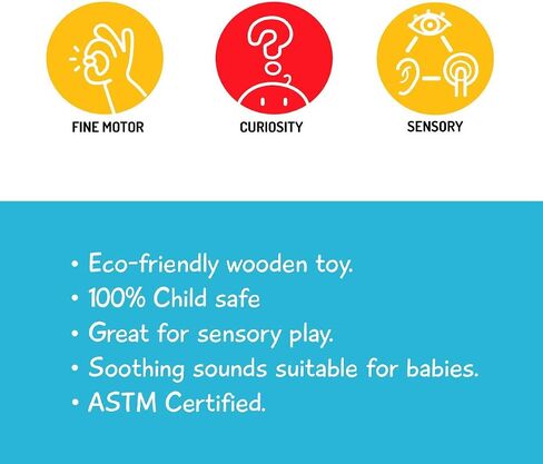 Shumee Wooden Baby Rattle Clutching Toy - Bear Shaped Teether for Babies - (6 Months+) |100% Child Safe| 11cm|Baby Shower/Birthday Gifts|New Born Gifts| Wooden Rattle| Wooden Montessori Toys in Saudi Arabia