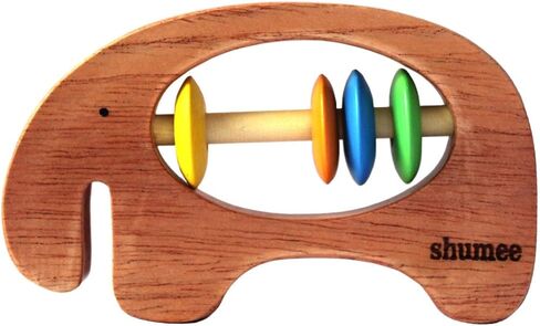 Shumee Wooden Baby Rattle Clutching Toy - Bear Shaped Teether for Babies - (6 Months+) |100% Child Safe| 11cm|Baby Shower/Birthday Gifts|New Born Gifts| Wooden Rattle| Wooden Montessori Toys in Kuwait
