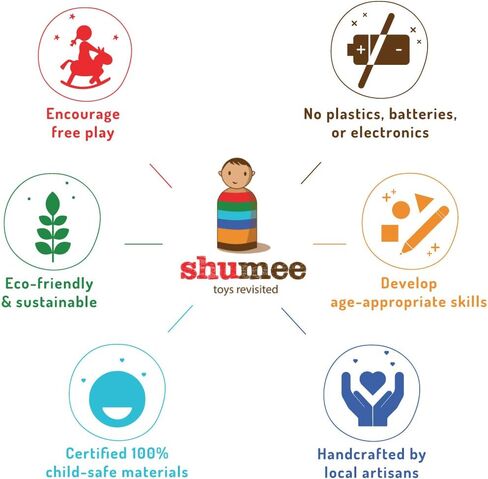 Shumee Wooden Baby Rattle Clutching Toy - Bear Shaped Teether for Babies - (6 Months+) |100% Child Safe| 11cm|Baby Shower/Birthday Gifts|New Born Gifts| Wooden Rattle| Wooden Montessori Toys in Saudi Arabia
