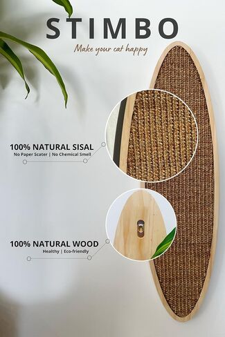 Wooden cat Scratching Post, Natural Wood and sisal Scratching Post, for Large Medium and Small Cats, Wall-Mounted Designer Scratching Post with Toy, Protect Furniture and Walls from Claws in Saudi Arabia