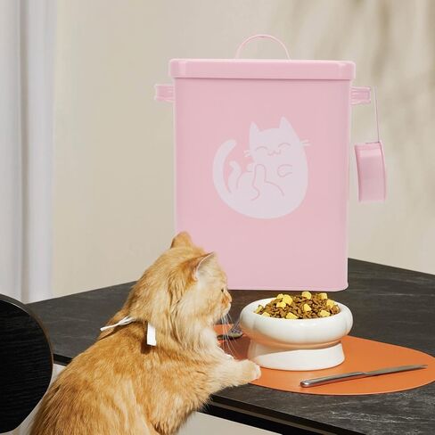 كابيلوك حاوية تخزين طعام القطط المعدنية محكمة الغلق للكلاب والحيوانات الاليفة، دلو من القصدير مع غطاء، مغرفة طعام جاف لمالكي الحيوانات الاليفة in Kuwait