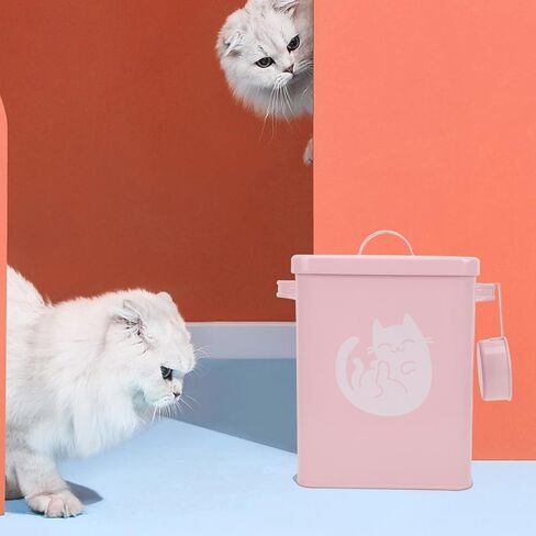 كابيلوك حاوية تخزين طعام القطط المعدنية محكمة الغلق للكلاب والحيوانات الاليفة، دلو من القصدير مع غطاء، مغرفة طعام جاف لمالكي الحيوانات الاليفة in Kuwait