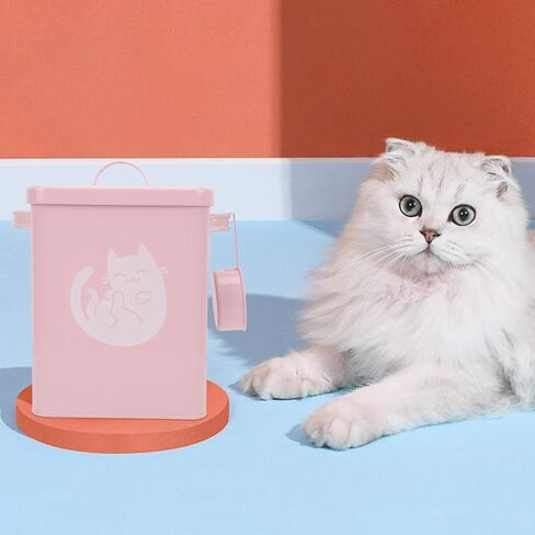 كابيلوك حاوية تخزين طعام القطط المعدنية محكمة الغلق للكلاب والحيوانات الاليفة، دلو من القصدير مع غطاء، مغرفة طعام جاف لمالكي الحيوانات الاليفة in Kuwait