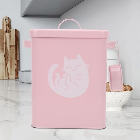 كابيلوك حاوية تخزين طعام القطط المعدنية محكمة الغلق للكلاب والحيوانات الاليفة، دلو من القصدير مع غطاء، مغرفة طعام جاف لمالكي الحيوانات الاليفة in Kuwait