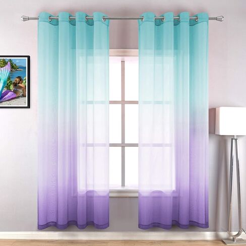 KOUFALL Girls Bedroom Curtains,Lavender Purple and Teal Mermaid Room Decor Nursery Curtains Girl,63 Inch Length 2 Panels Set in Kuwait