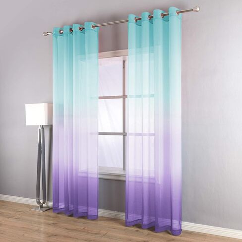 KOUFALL Girls Bedroom Curtains,Lavender Purple and Teal Mermaid Room Decor Nursery Curtains Girl,63 Inch Length 2 Panels Set in Kuwait
