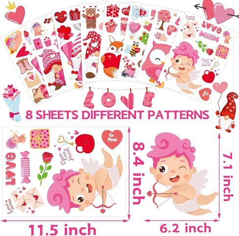 Valentine's Day Window Clings Double Sided Valentine Window Stickers Gnome Stickers for Home Wedding Anniversary Shop Window Glass Decoration in Kuwait