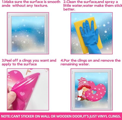 Valentine's Day Window Clings Double Sided Valentine Window Stickers Gnome Stickers for Home Wedding Anniversary Shop Window Glass Decoration in Kuwait