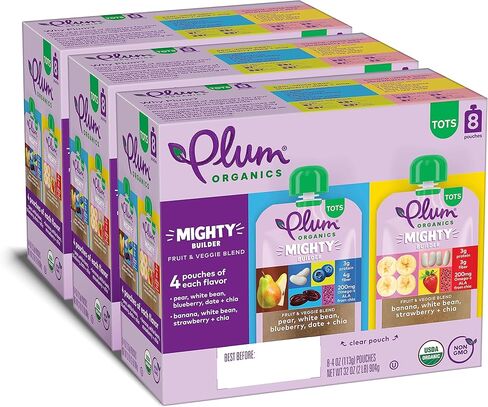 طعام الأطفال العضوي من بلوم أورجانيكس مايتي بيلدر - مجموعة متنوعة من مزيج الفواكه والخضروات - كيس 118 مل (عبوة من 24 كيسًا) - كيس طعام للأطفال الصغار من الفواكه والخضروات العضوية in Kuwait