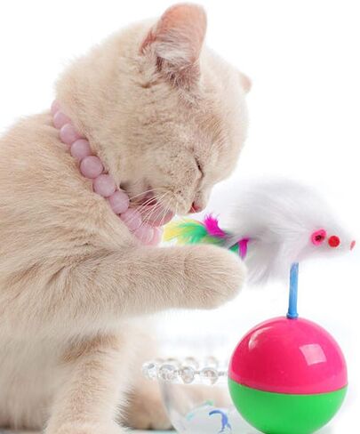 2 Pieces of Colorful Feather cat Toys - Tease cat Tumbler Mouse Toys, cat Interactive self hi Toys, Ball Toys (Little Mouse) in Kuwait
