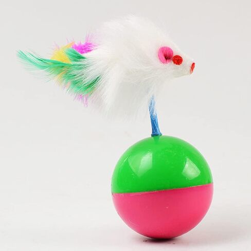 2 Pieces of Colorful Feather cat Toys - Tease cat Tumbler Mouse Toys, cat Interactive self hi Toys, Ball Toys (Little Mouse) in Kuwait