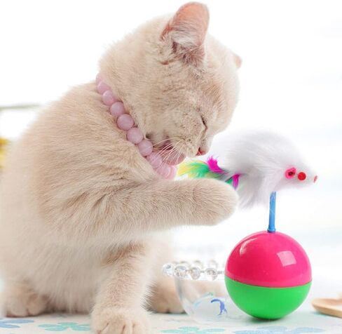 2 Pieces of Colorful Feather cat Toys - Tease cat Tumbler Mouse Toys, cat Interactive self hi Toys, Ball Toys (Little Mouse) in Kuwait