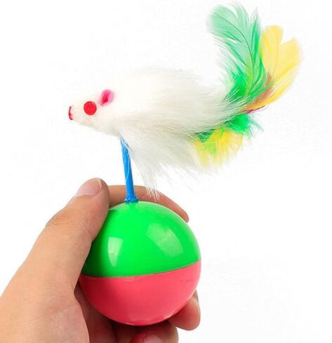 2 Pieces of Colorful Feather cat Toys - Tease cat Tumbler Mouse Toys, cat Interactive self hi Toys, Ball Toys (Little Mouse) in Kuwait