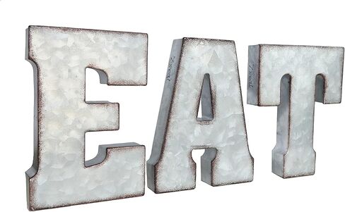 Zoreal Galvanized EAT Sign Rustic Metal Letters Free Standing Decorative Sign Wall Decor in Saudi Arabia
