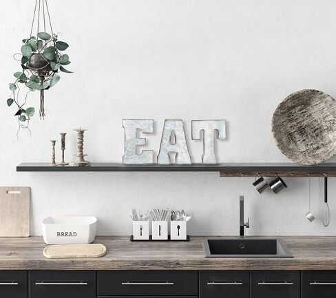 Zoreal Galvanized EAT Sign Rustic Metal Letters Free Standing Decorative Sign Wall Decor in Saudi Arabia