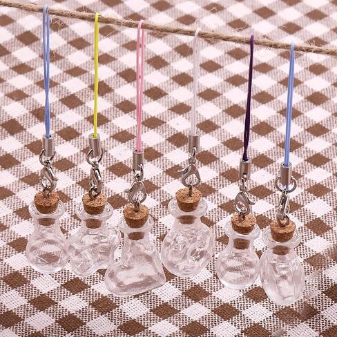 Tanstic 119Pcs 6 Shapes Glass Jars Bottles with Cork Stoppers Set, 48Pcs Wish Bottles Glass Favor Jars with 50Pcs Eye Screws, Lobster Claw Clasps and 30 Yards Twine for Wedding Party DIY Decoration in Saudi Arabia