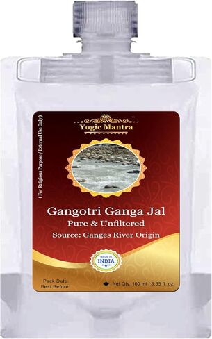 يوجيك مانترا جانجوتري جانجا جال (100 مل من ماء جانجاجال النقي والطبيعي وغير المفلتر) مصدر الماء المقدس في نهر الجانج جانجوتري دهام، أوتارانتشال. حفل بوجا المقدس المقدس غريها برافيش مياه جبل الهيمالايا. in Kuwait