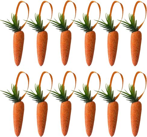 WINBOB 30 Pcs Easter Carrot Hanging Ornaments Premium Foam Glitter Artificial Carrots for Easter Decoration in Kuwait