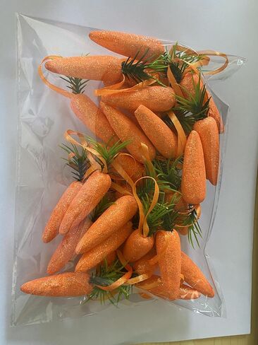 WINBOB 30 Pcs Easter Carrot Hanging Ornaments Premium Foam Glitter Artificial Carrots for Easter Decoration in Kuwait