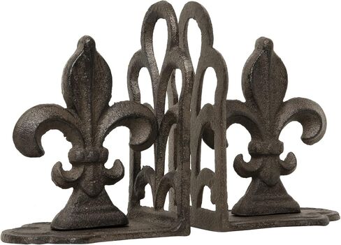 Creative Co-Op Decorative Distressed Metal Fleur de Lis Bookends, Gold, Set of 2 in Kuwait