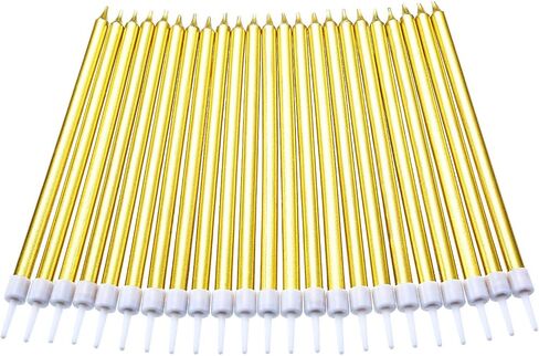 50 Pcs Black Birthday Cake Candles, Slim Cake Candles Long Cupcake Candles with Holders for Birthday Wedding Party Cake Decoration Supplies in Kuwait