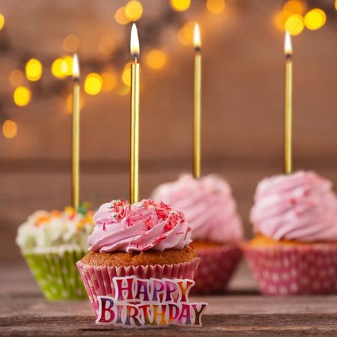 50 Pcs Black Birthday Cake Candles, Slim Cake Candles Long Cupcake Candles with Holders for Birthday Wedding Party Cake Decoration Supplies in Kuwait