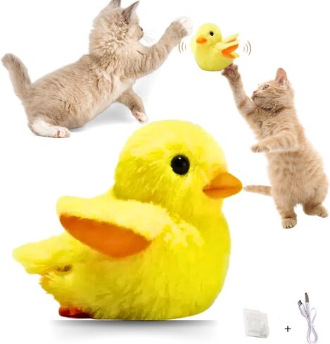 R Raddor Flapping Duck Cat Toy with 3 Modes of Quack Chirping, Interactive Fleece Duck Toy for Kittens and Cats in Kuwait