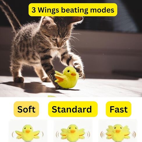 R Raddor Flapping Duck Cat Toy with 3 Modes of Quack Chirping, Interactive Fleece Duck Toy for Kittens and Cats in Kuwait