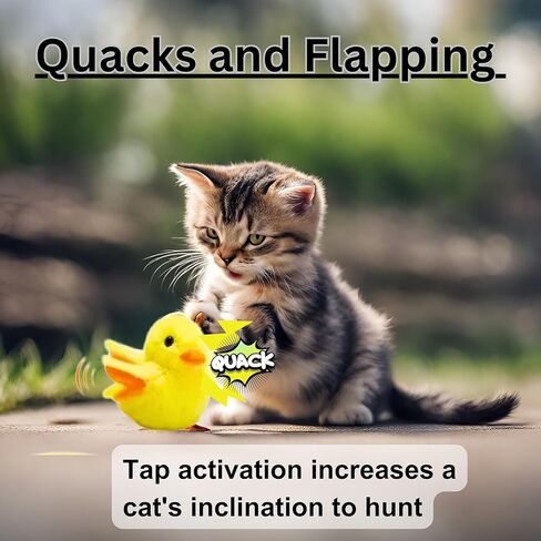 R Raddor Flapping Duck Cat Toy with 3 Modes of Quack Chirping, Interactive Fleece Duck Toy for Kittens and Cats in Kuwait