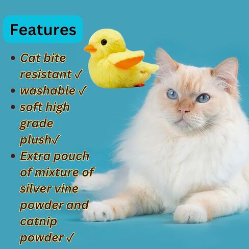 R Raddor Flapping Duck Cat Toy with 3 Modes of Quack Chirping, Interactive Fleece Duck Toy for Kittens and Cats in Kuwait