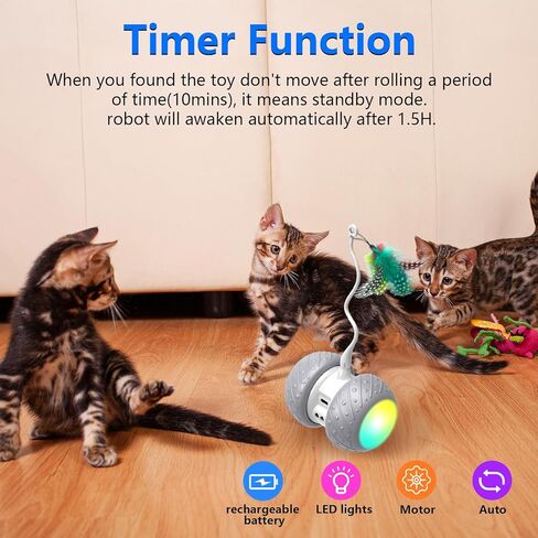 ألعاب القطط التفاعلية القابلة لإعادة الشحن من بينتوبال مع مؤقت تلقائي، سرعة دوران سريعة وبطيئة على السجاد in Kuwait