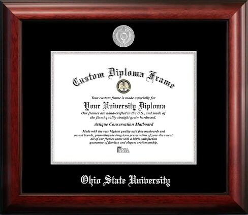 NCAA Ohio State Buckeyes Unisex Silver Embossed Diploma Frame Ohio State University 11W x 8.5H Silver Embossed Diploma Frame, Brown, One Size in Saudi Arabia