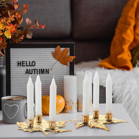 2 Set Fall Thanksgiving Candle Holders Maple Leave Centerpiece Fall Table Decorations Metal Fall Harvest Centerpiece with 6 White Candles for Autumn Harvest Dining Table Home Decor in Saudi Arabia