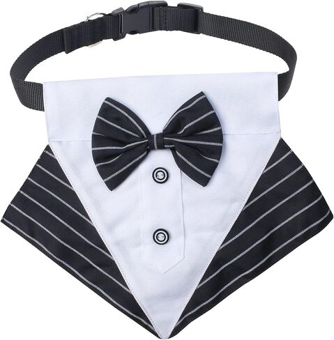 Yewong 2 Pieces Pet Formal Accessories Set - Pet Top Hat with Formal Pet Tuxedo Bandana Collar Birthday Party Gradation Halloween Costumes Accessories for Dog Cat (Set-B) One Size in Saudi Arabia
