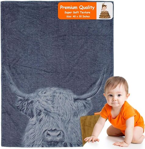 Dear Baby Gear Farm Deluxe Baby Blanket - Reversible, Milestone & Newborn Gifts for Girls and Boys - Red Handkerchief Blanket with Black Dot and Cow Print Ruffle - 33 x 33 Inches in Kuwait